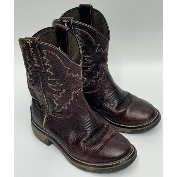Tony Lama Westen Cowboy Boot Kids Size 13D Brown Leather Rodeo Country Farm Work - Picture 2 of 9